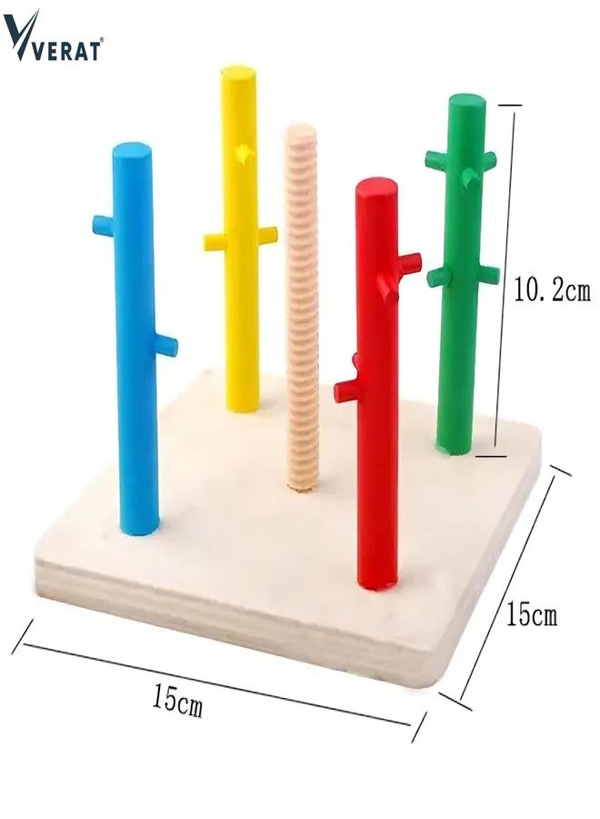 VERAT لعبة فرز وتكديس الأشكال الخشبية من فيرات، 4 أشكال، ألعاب فرز الأشكال للأطفال الصغار، لعبة تكديس مونتيسوري للتعرف على الألوان، ألغاز مكعبات تعليمية مبكرة للأطفال من عمر سنة إلى ثلاث سنوات، بنين وبنات - Image 4